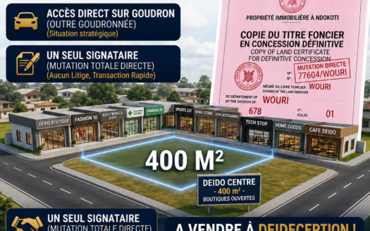 Terrain Titré de 400 m² avec 10 Boutiques Commerciales – Deido Centre (Commissariat 9e)