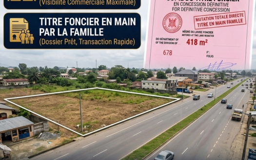 COMMERCIËLE GROND VAN 418 m² OP VERHARD TERREIN TE KOOP – DOUALA PK12 (EIGENDOMSTITEL BESCHIKBAAR)