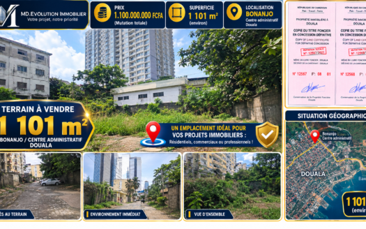 OPPORTUNITÉ D’EXCEPTION : TERRAIN TITRÉ DE 1 101 M² AU CŒUR DE BONANJO
